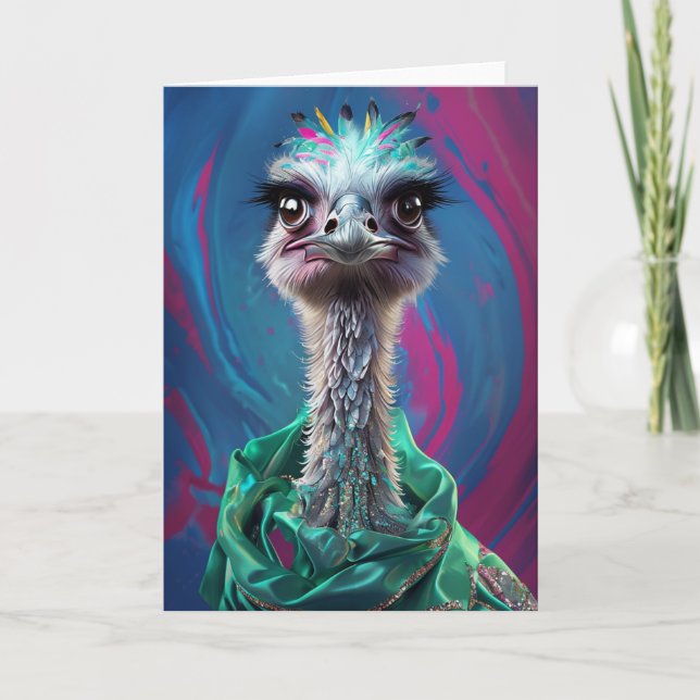 Unique Ostrich design Helgkort (Framsida)