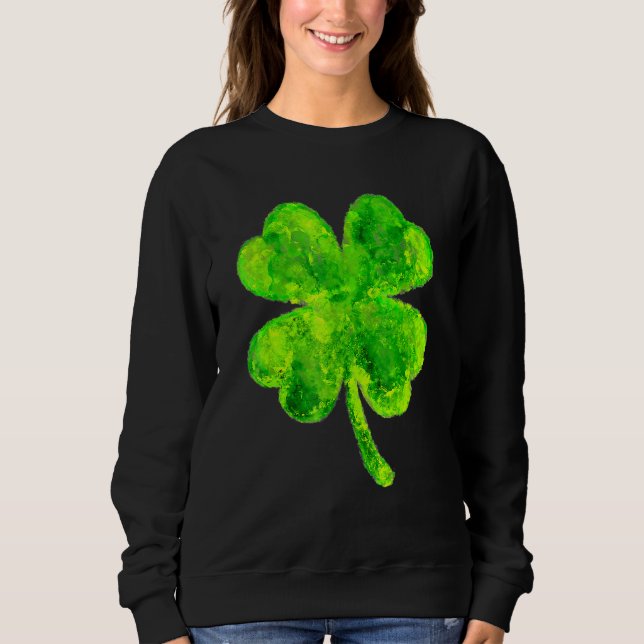 Unique Painted St Patricks Day Shamrock St Paddys  T Shirt (Framsida)
