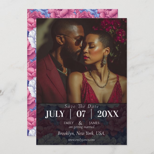 Unique Peonies Themed Autumn Wedding Spara Datumet (Fram/baksida)