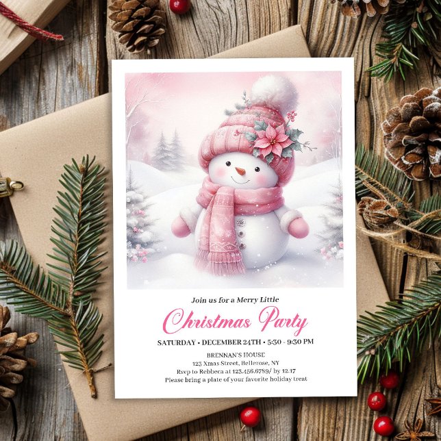 Unique Pink Snowman Kids Download Christmas Invite Inbjudningar (Unique Pink Snowman Kids Download Christmas Invitation

)