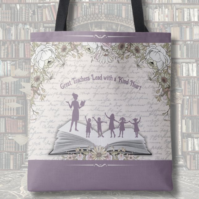 Unique Plum Purple Vintage Teacher Appreciation Tygkasse (Give a unique gift that reflects the kindness teachers bring to their work every day!)