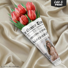 Unique Quinceañera Flower Bouquet, Newspaper
