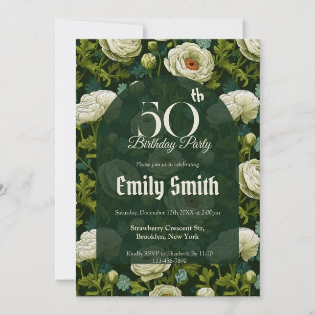 Unique Ranunculus Sparkle First Birthday Gift Inbjudningar (Framsida)