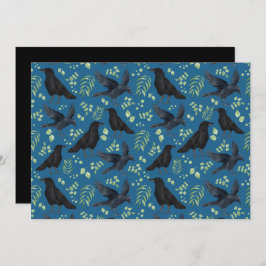 Unique Ravens Note Card in Blue Anteckningskort