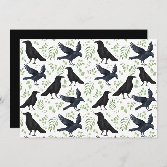 Unique Ravens Note Card in White Anteckningskort (Fram/baksida)
