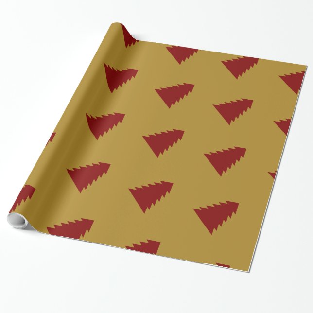 UNIQUE RED GULD JULGRAN WRAP PRESENTPAPPER (Utrullad)