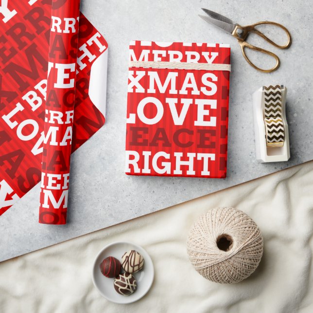 Unique Red Non-Traditional Merry Christmas Script Presentpapper (Hantverk)