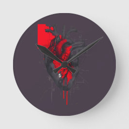 Unique Red Splatter Human Heart Wall Clock Rund Klocka