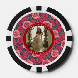 Unique Rose Flower 40Th Birthday Poker Marker