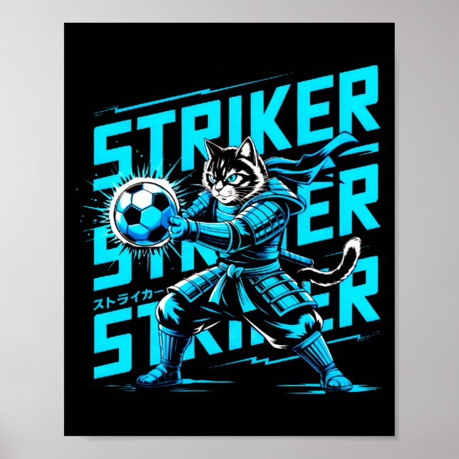 Unique Samurai Cat For Soccer Fans Cat Lovers T Sh Poster (Framsidan)