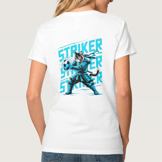 Unique Samurai Cat for Soccer Fans & Cat Lovers T Shirt (Baksida)