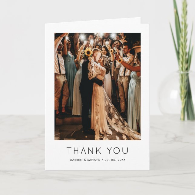 Unique Simple Photo QR Code Wedding Folded Tack Kort (Framsida)