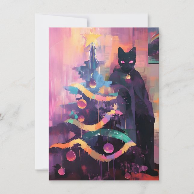 Unique Strange Christmas Cards with Cats Julkort (Framsida)