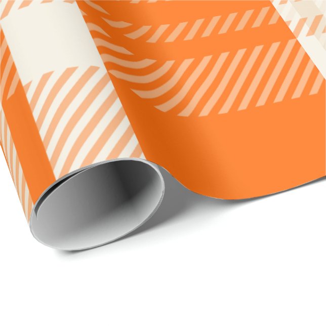 Unique & Stunning Orange & Cream Color Combo Plaid Presentpapper (Rullad Hörn)