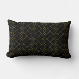 Unique Stylish Metallic Gold Box Pattern Black Lumbarkudde