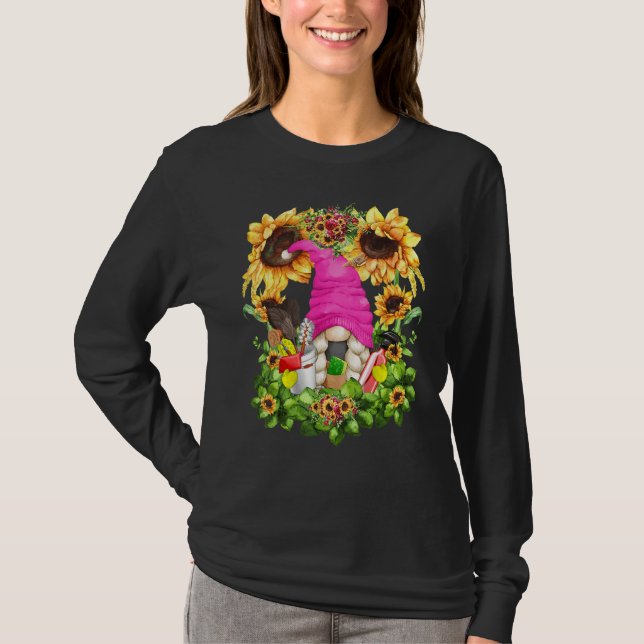Unique Sunflower Mom Gnome Graphic For Women Clean T Shirt (Framsida)