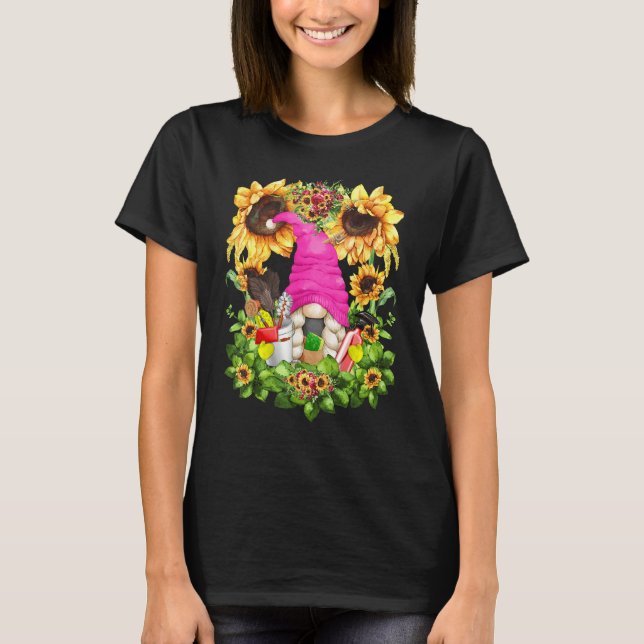 Unique Sunflower Mom Gnome Graphic For Women Clean T Shirt (Framsida)