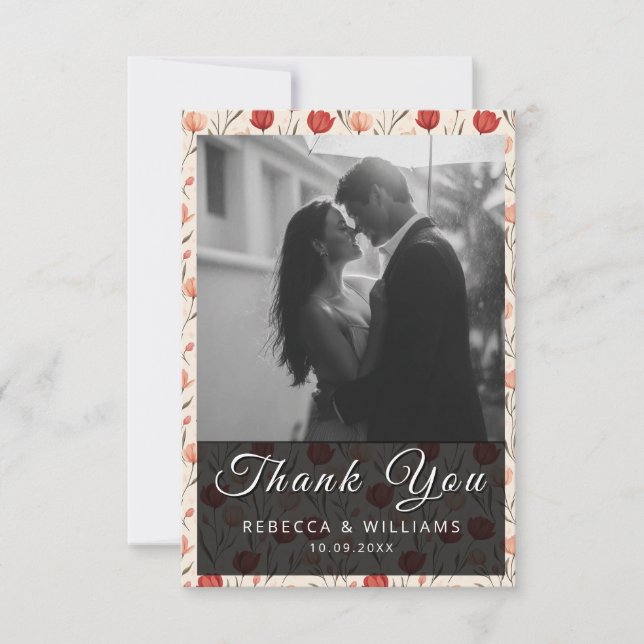 Unique Tulip Classic Wedding Thank You Cards Tack Kort (Framsida)
