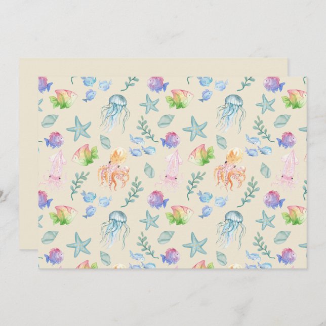 Unique Under the Sea Note Card in Cream Anteckningskort (Fram/baksida)