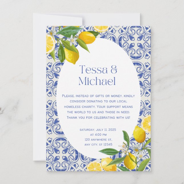 Unique Wedding Invitation Design for a Charitable  Inbjudningar (Framsida)