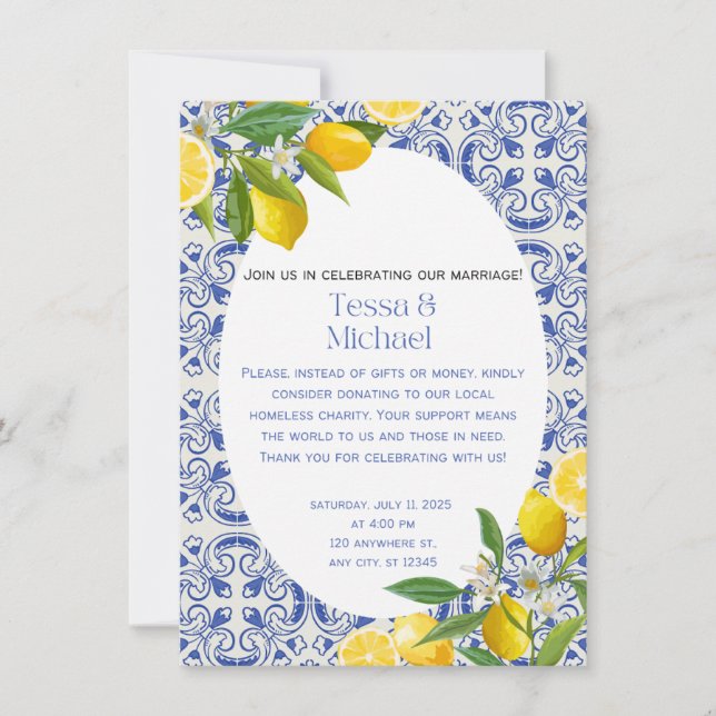 Unique Wedding Invitation Design for a Charitable  Inbjudningar (Framsida)