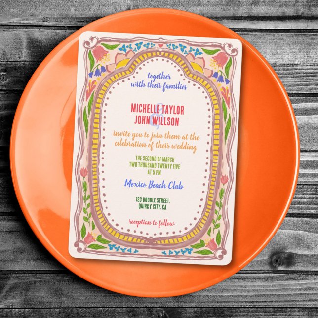 Unique Whimsical Floral Doodle Hand Painted  Inbjudningar (hand painted floral wedding invitation)