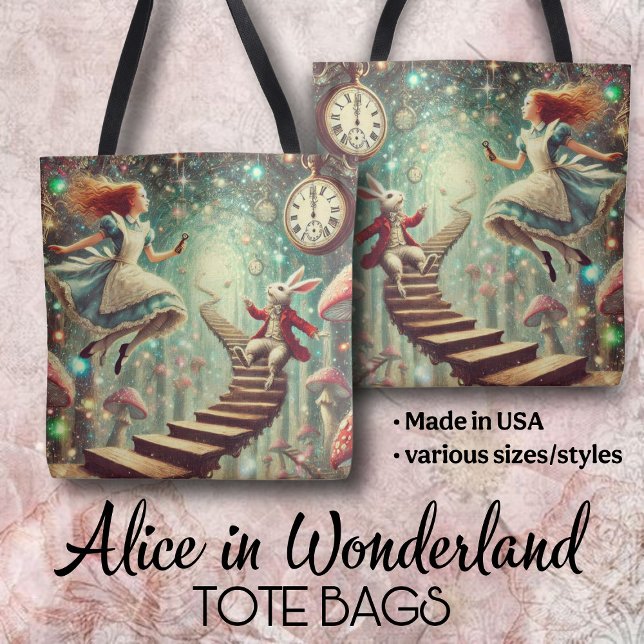 Unique Wonderland Art Alice Rabbit Hole Tygkasse (Skapare uppladdad)