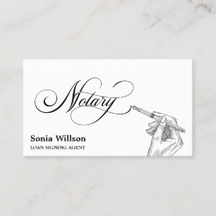 UniquecNotary Loan Signing Agent Typography Hand Visitkort