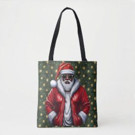 Uniquely Black Santa Large Shoulder Tote Tygkasse