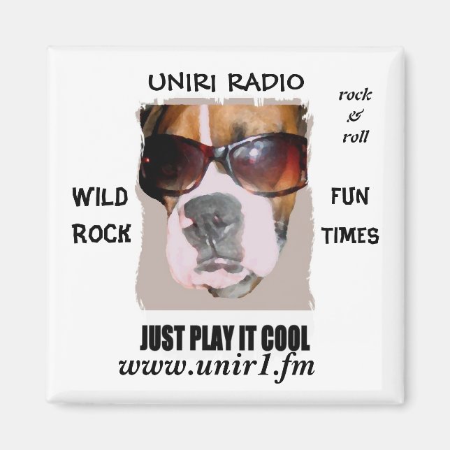 UNIR1 RADIO MAGNET MED BOXERHUVUD (Framsidan)