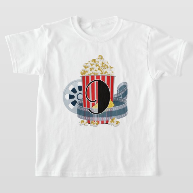 Unisex-ålder nio Birthday popcorn-filmer T Shirt (Laydown)