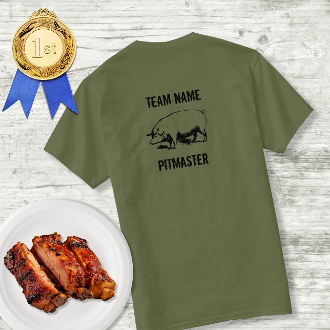 Unisex Anpassningsbar BBQ Team Pitmaster II T Shirt (Skapare uppladdad)