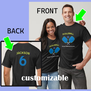 Unisex-Anpassningsbar (fram och bak) Pickleball T Shirt
