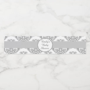Unisex Baby Shower Flaska etikett Silver Grått Dam