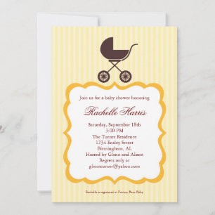 Unisex Baby Shower-inbjudan med Barnvagn Inbjudningar
