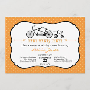 Unisex- baby showerinbjudan för tandem cykel inbjudningar