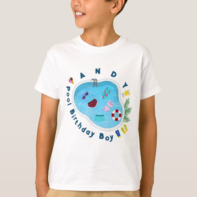 Unisex Bassäng Födelsedagsfest Boy T Shirt (Framsida)