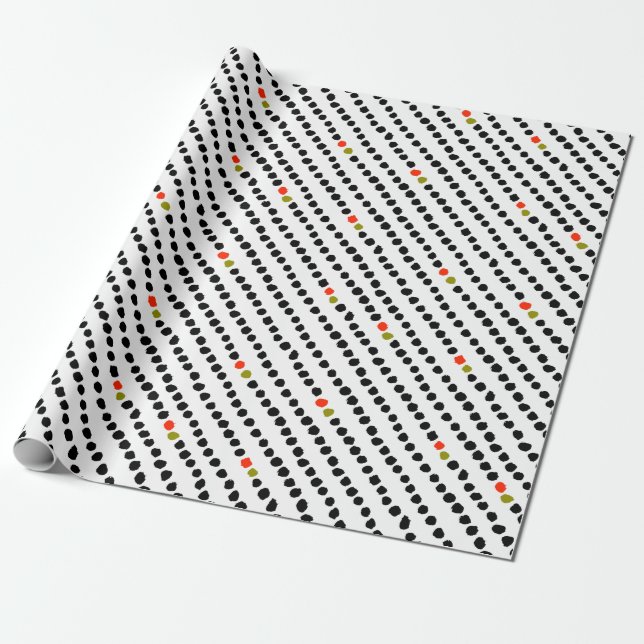 Unisex Black White & Grönt Polka Dot Gift Wrap Presentpapper (Utrullad)