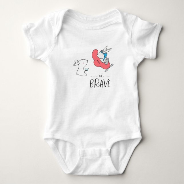 Unisex "Bli Modig" Baby-dräkt: 0-24 m T Shirt (Framsida)