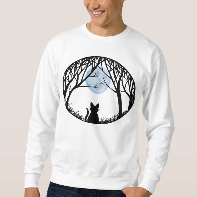 Unisex- feta skjortor för kattsweatshirtsHalloween Lång Ärmad Tröja (Framsida)