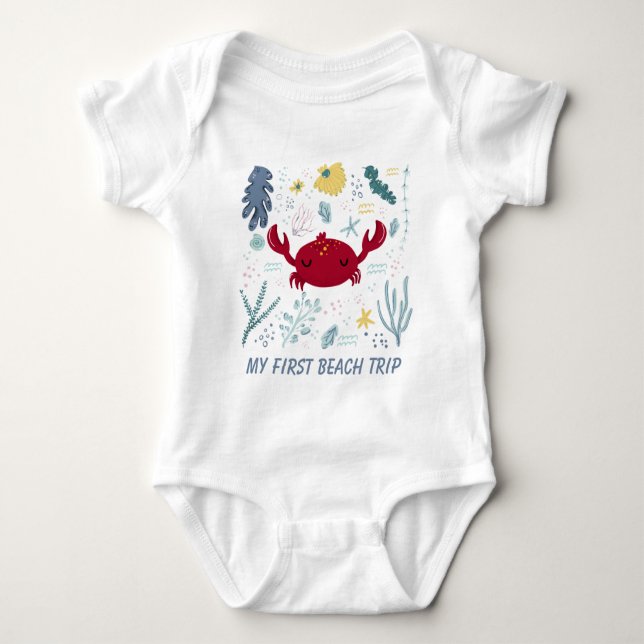 unisex första stranden resa Baby Bodykostym T Shirt (Framsida)