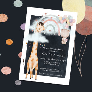Unisex Giraffe och Rainbow Baby Shower Meddelande