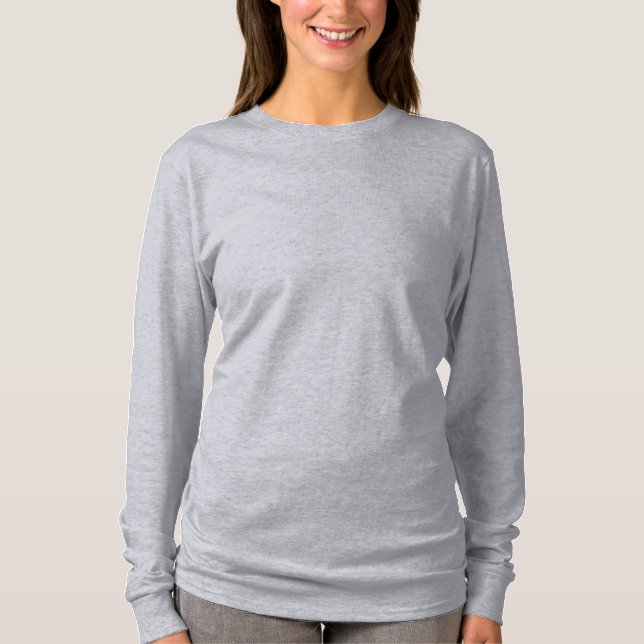 Unisex Grått Basic Långärmad Cotton T-Shirt (Framsida)
