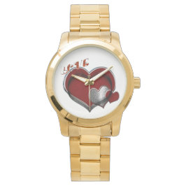 Unisex Heart Magic Oversized Guld Bracelet Watch Armbandsur