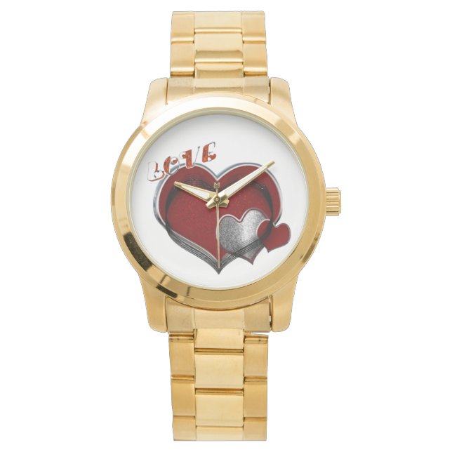 Unisex Heart Magic Oversized Guld Bracelet Watch Armbandsur (Framsida)