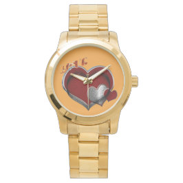 Unisex Heart Magic Oversized Guld Bracelet Watch Armbandsur