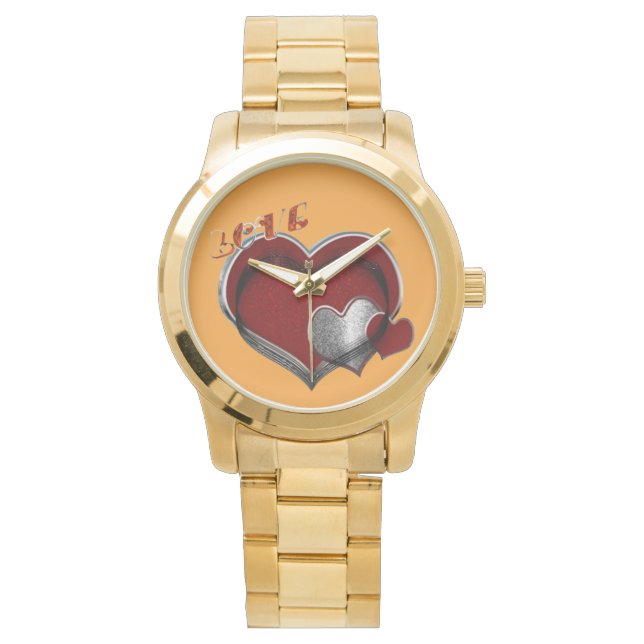 Unisex Heart Magic Oversized Guld Bracelet Watch Armbandsur (Framsida)