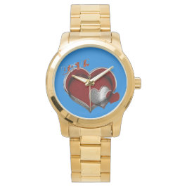 Unisex Heart Magic Oversized Guld Bracelet Watch Armbandsur