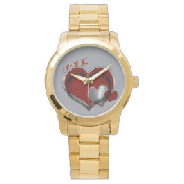 Unisex Heart Magic Oversized Guld Bracelet Watch Armbandsur