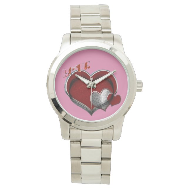 Unisex Heart Magic Oversized Silver Bracelet Watch Armbandsur (Framsida)